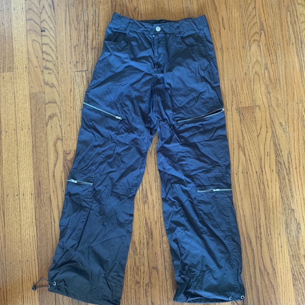 Charcoal grey cotton cargo pants